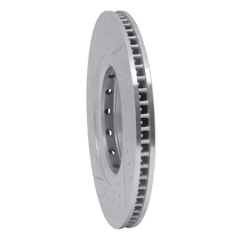 Acura ILX Brake Rotor (1) - Front Right - R1 Concepts - Drilled & Slotted - Silver - `16-`22